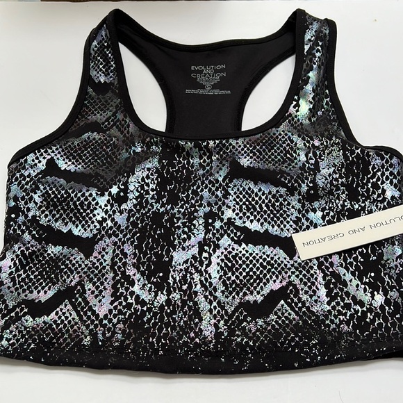 Evolution and Creation Shiny Rainbow Reptile Workout Crop Top Size S New - Picture 1 of 5